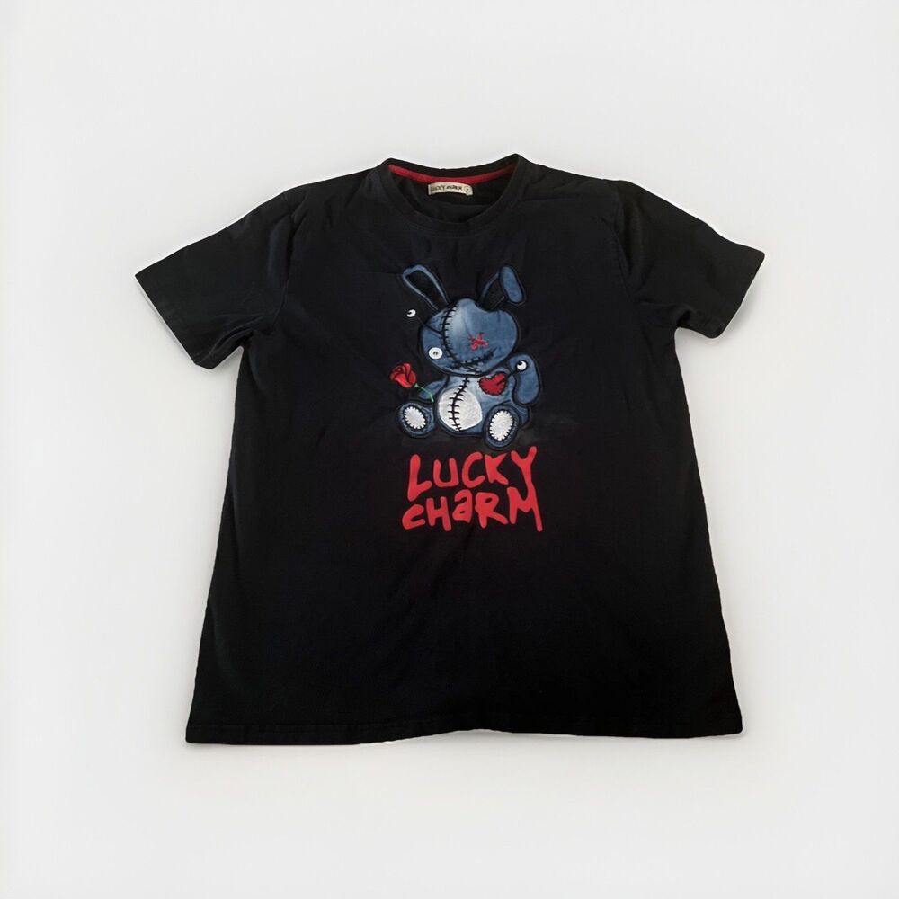 BKYS LUCKY CHARM Bunny T-SHIRT Adult Size Medium Black Blue
